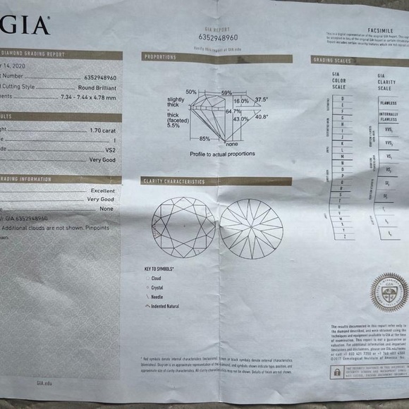 Round brilliant 1.70 carat diamond ring in 18k white gold. Ring size 5.50 - Picture 4 of 6